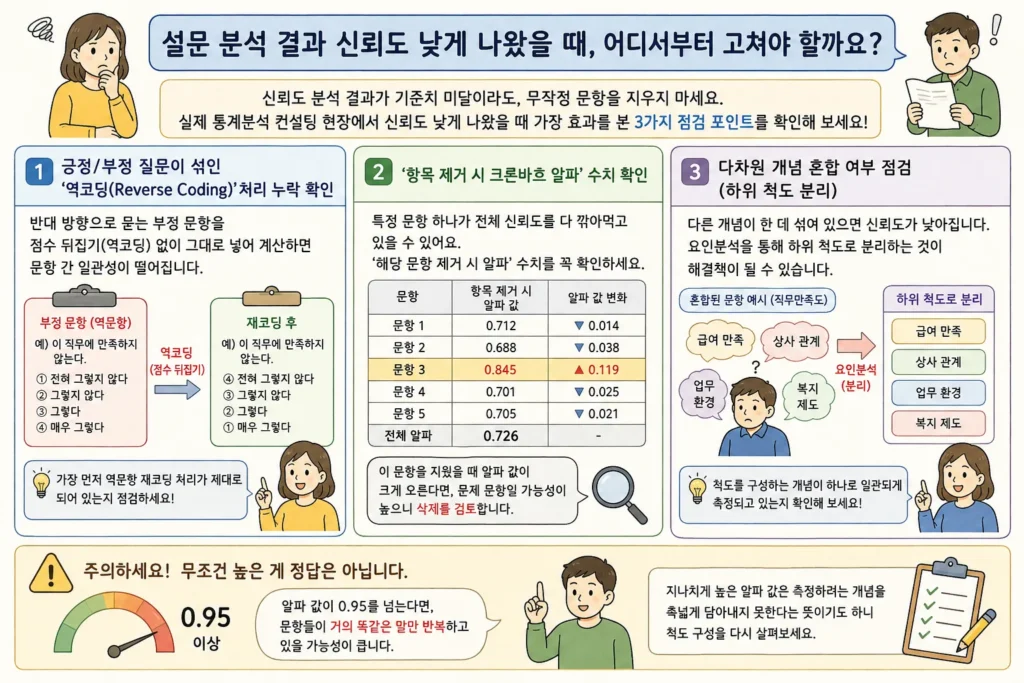 신뢰도 낮게 나왔을 때 꿀팁? 크론바흐 알파 3가지 해결 전략으로 논문심사 극복하기 3 신뢰도 낮게 나왔을 때 꿀팁? 크론바흐 알파 3가지 해결 전략으로 논문심사 극복하기