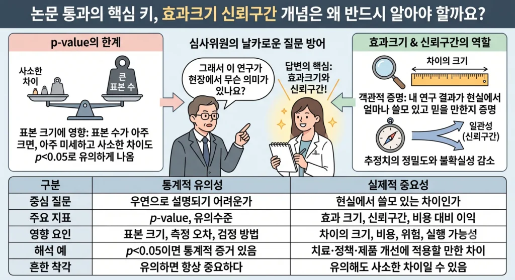 효과크기 신뢰구간 개념 모르면 논문 통과 불가? p-value 0.05의 함정 피하는 3가지 완벽 가이드 3 효과크기 신뢰구간 개념 모르면 논문 통과 불가? p-value 0.05의 함정 피하는 3가지 완벽 가이드