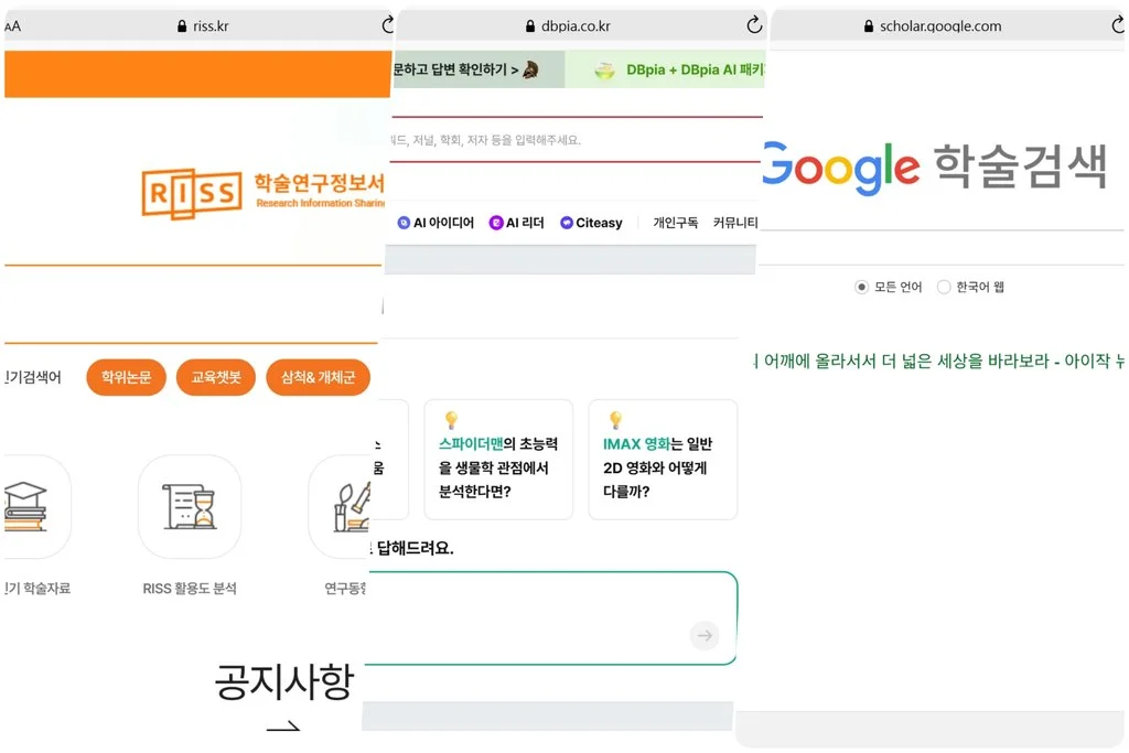 국내논문 검색방법 4가지 완벽 정리! RISS·DBpia·구글스칼라, 같은 키워드인데 왜 결과가 다를까요? 2 국내논문 검색방법 4가지 완벽 정리! RISS·DBpia·구글스칼라, 같은 키워드인데 왜 결과가 다를까요?
